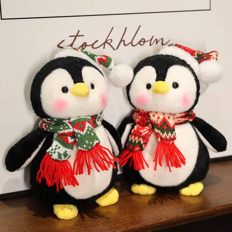 Cute Penguin Wear Christmas Hat Plush Toys Kawaii Soft Stuffed Animals Plushies Doll Christmas Party Decor Children Xmas Gift
