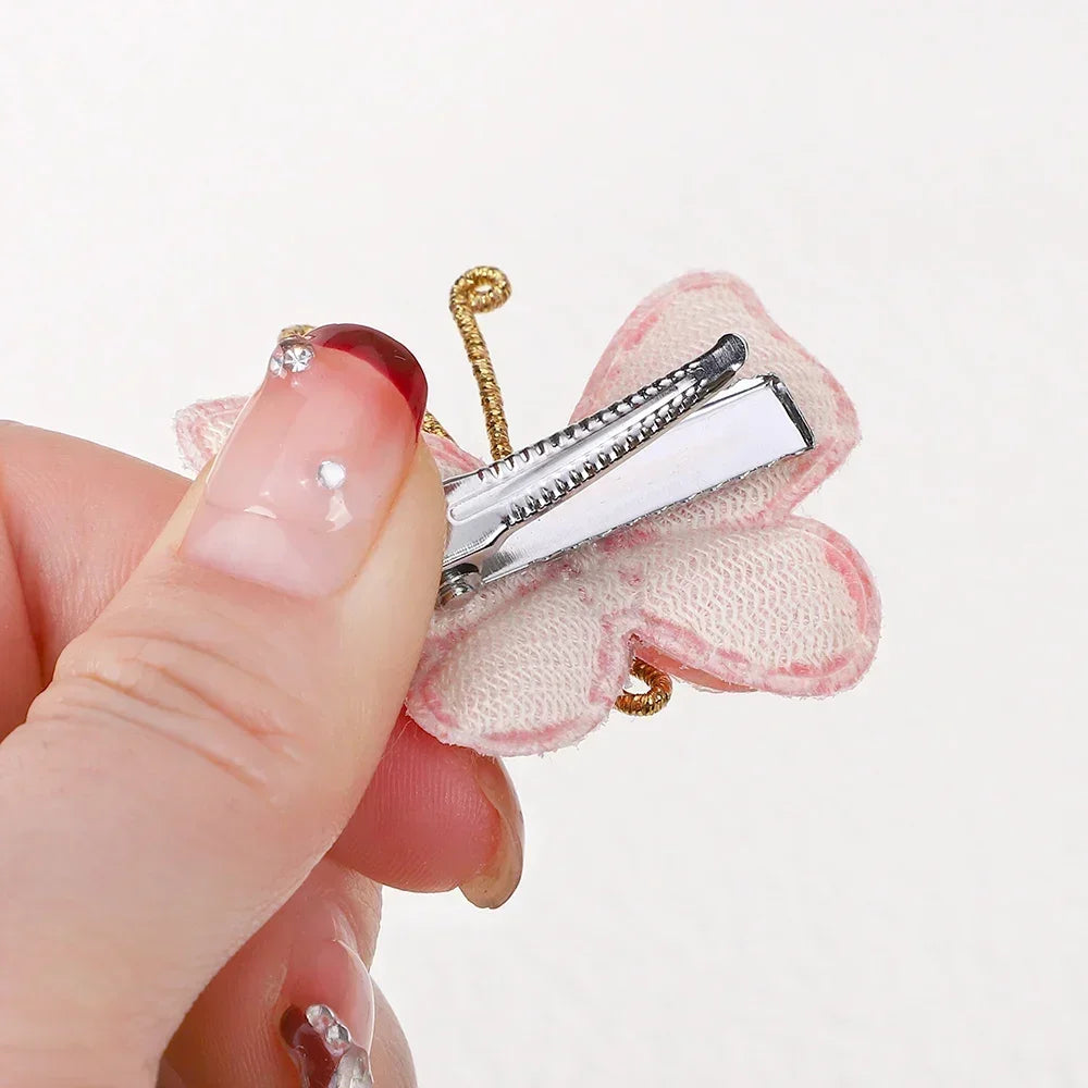 12Pcs Mini Butterfly Knitted Crochet Hair Clips for Baby Girl Handmade Headgear Wool Braided Hairpins Hair Accessories