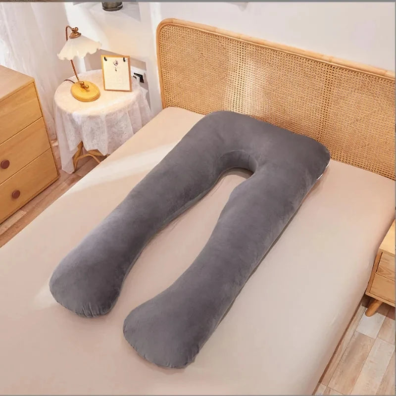 Solid Color Removable Washable Maternity Pillow Pregnancy Waist Protection Pillow Crystal Velvet Pregnancy Support Belly Pillow