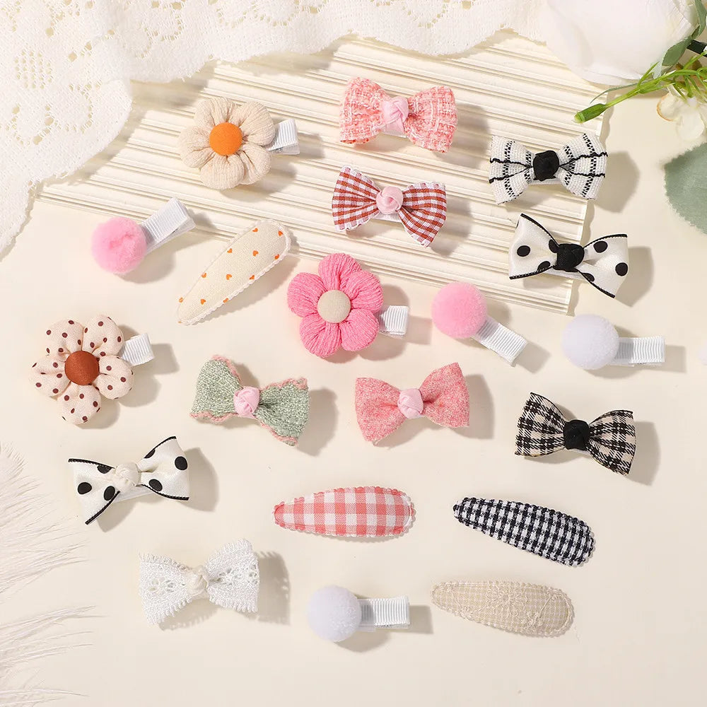 10pcs/Set Cute Butterfly Fabric Flower Bow Hair Clips for Baby Girls Children Sweet Hairpin Headwear Hair Accessories
