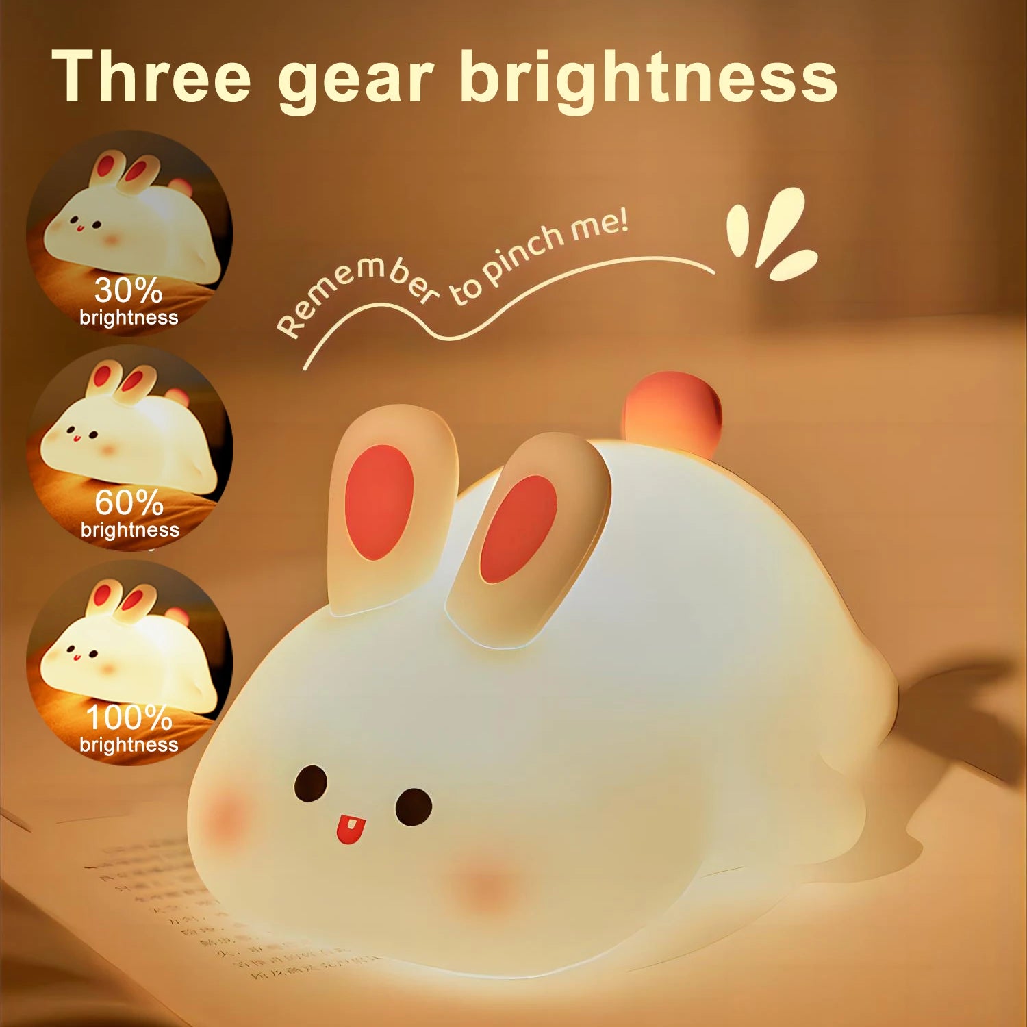 Cute LED Night Light Panda Sheep Rabbit Silicone Nightlights USB Rechargeable For Bedroom Decoration Kids Birthday Gift