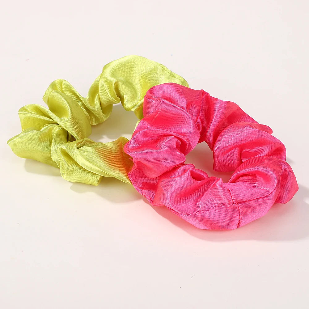 40Pcs Random Color Elastic Scrunchies Womens Low Ponytail Hold Headband Solid Color Ribbon Hair Band
