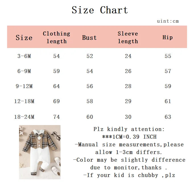 2Pcs Baby Boy Lapel Checkered Bodysuit+Hat Set fit 0-24 Months Male Baby Birthday Party Clothing Newborn Jumpsuit