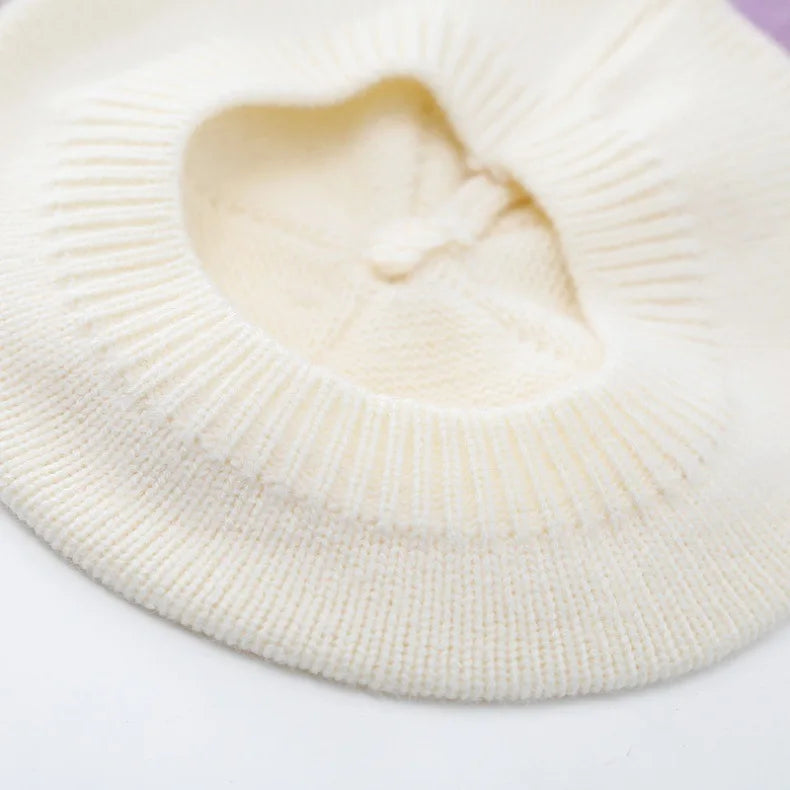 Baby Hat Autumn Winter Style Infant Beret Baby Toddler Wool Hat Fashionable Versatile Girl Knitted Painter Hat Trendy