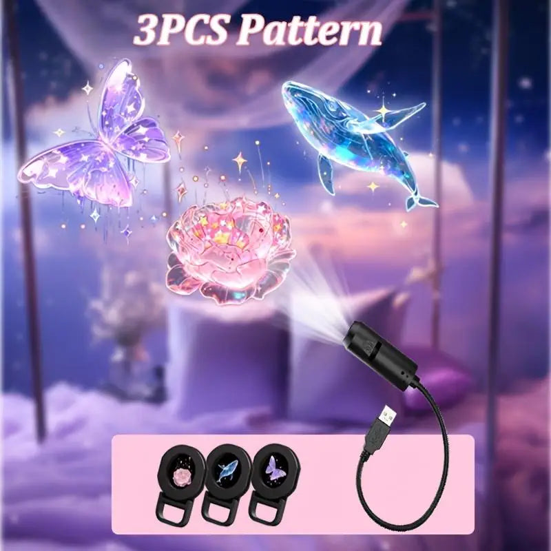 DreamSky LED USB Projector Light 3 to 6 Pattern Projections Sea Life Whale Butterfly Jellyfish Starfish Night Light