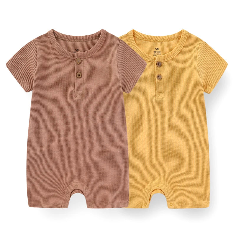 Kiddiezoom Unisex Short Sleeve Cotton Baby Romper Four Seasons One Piece Jumpsuit Newborn