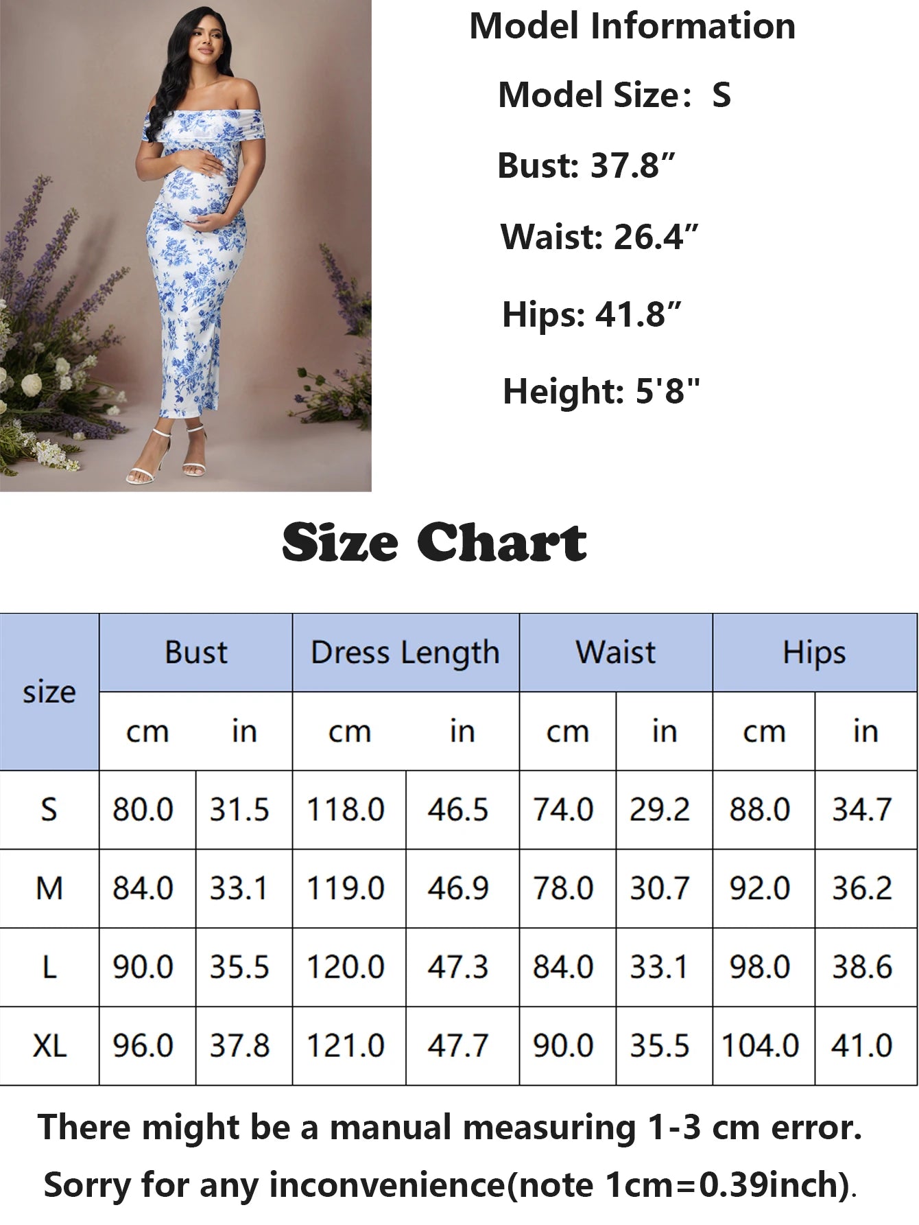 Maternity Mesh Off Shoulder Floral Baby Shower Dress Side Split Long Gown for Photoshoot