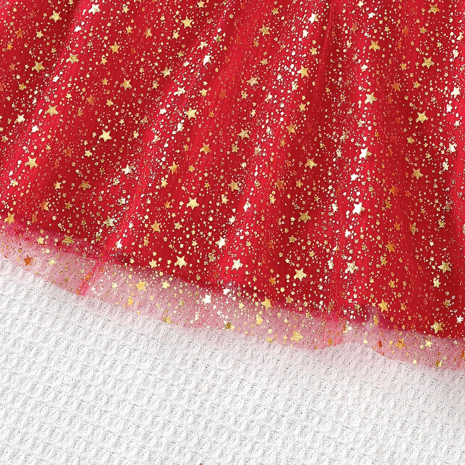 Children Girls' Dresses Round Neck Flying sleeves Five Pointed Star Chiffon Fashion Dresses 4-7 Year old girls' New Year Dresses