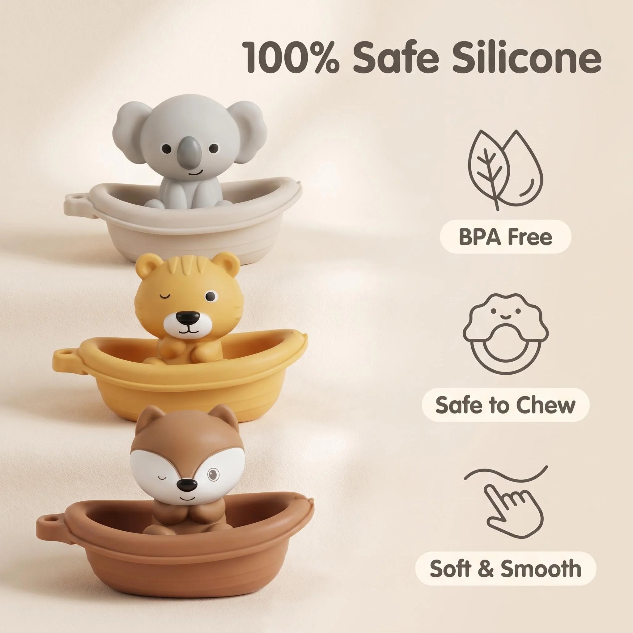 Silicone Baby Bath Toys Set - Sensory Water Play for Bathtub, Pool & Shower, Encourages Toddler Pretend Play and Early Developme