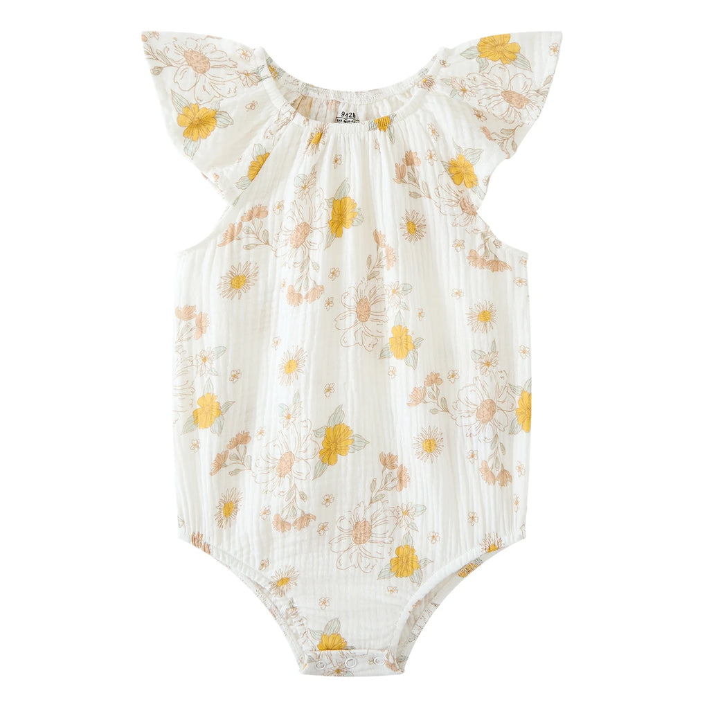 1-Piece Cute Baby Girl Bodysuits Cotton Soft Newborn Flying Sleeve Onesies 0-24 Months Infant Outdoor Party Clothes