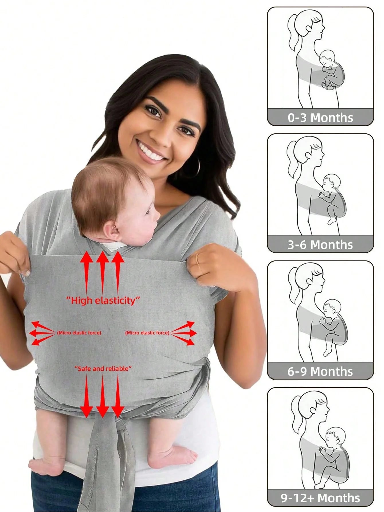 Baby Carrier Newborn 0-24 Months Adjustable Baby Sling Wrap Stretchy Carrier Belt Toddler Multifunctional Portable Warp