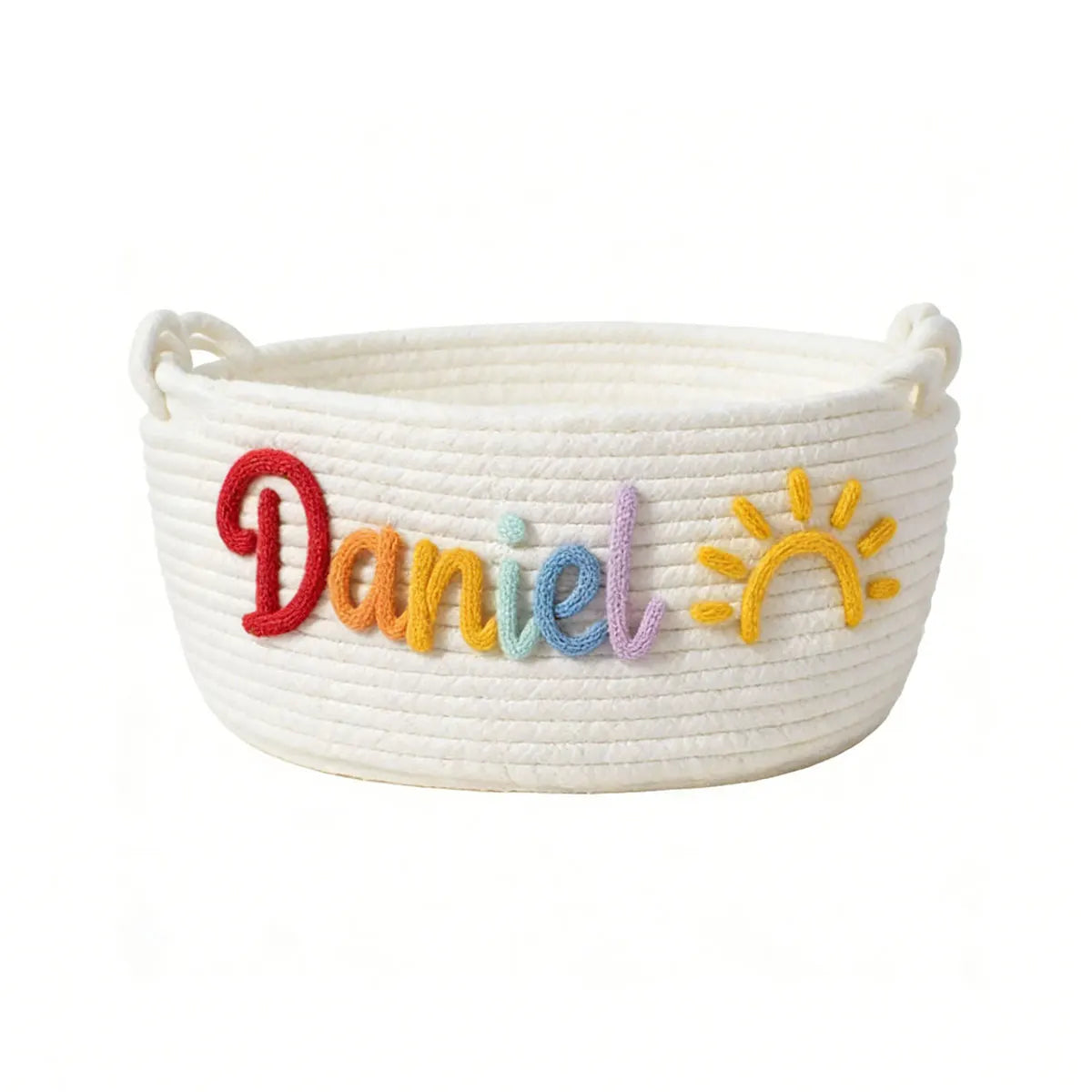Personalized Woven Storage Basket with Letter – Custom Star Sun Moon Gift Basket