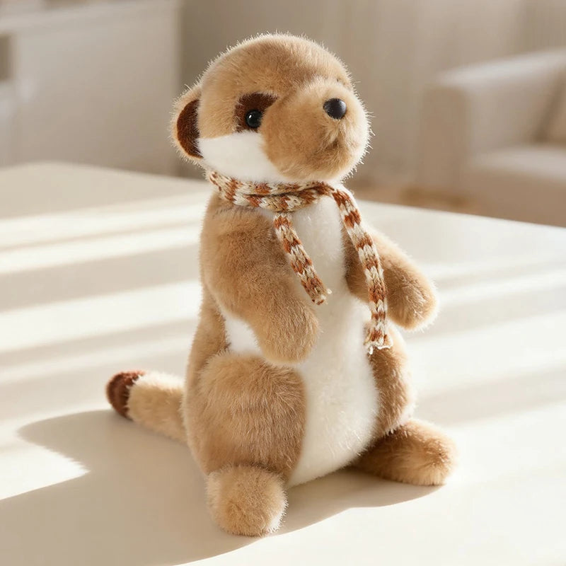 Meerkat Plush Toy 22cm Soft Stuffed Animal Doll With Scarf For Kids And Collectors