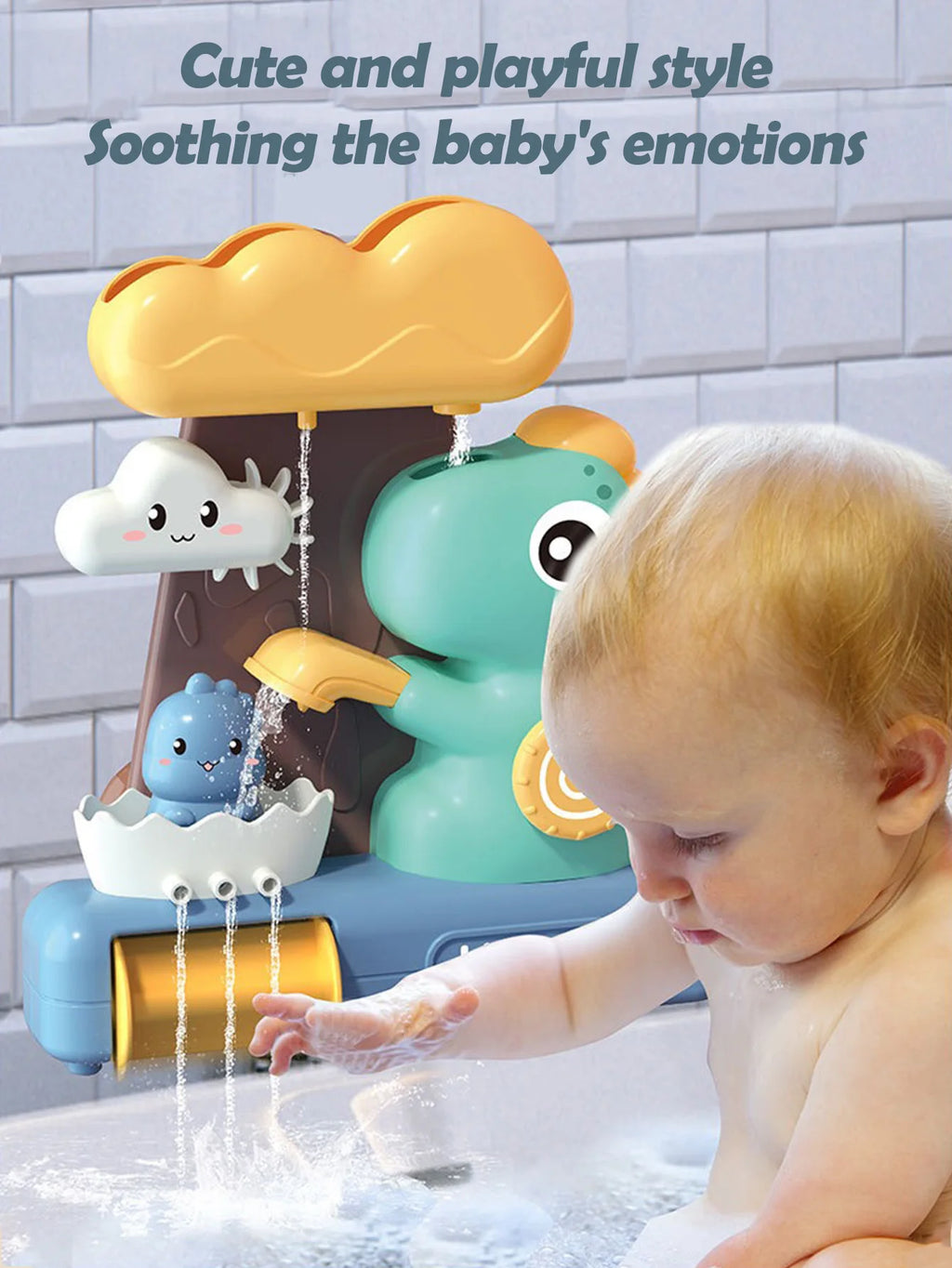 Baby Bath Toys Spray Toy for Kids Cartoon Dinosaur Suction Cup Dinosaur Bath Toys for Toddlers Animal Sprinkler Waterwheel Water