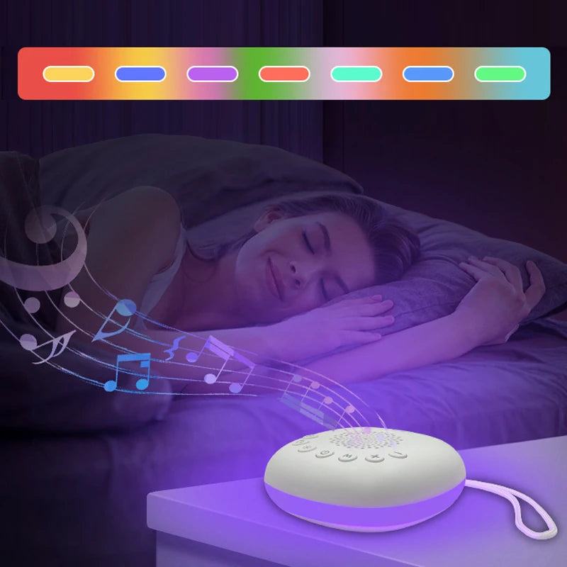 2-in-1 White Noise Sound Machine USB Portable Baby Sleep Machine 20 Soothing Sound LED Night Light Built-in Rechargeable Battery