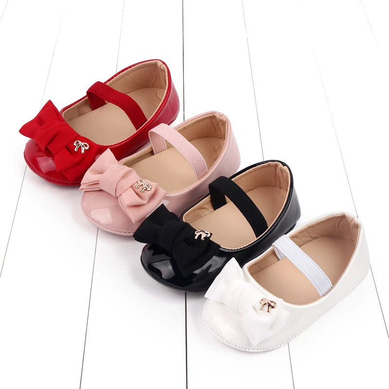 Spring and Summer 2025 New Style Baby Princess Shoes Leather Bow Tie Baby Shoes Soft Sole Learning Walkers baby shoesD2778