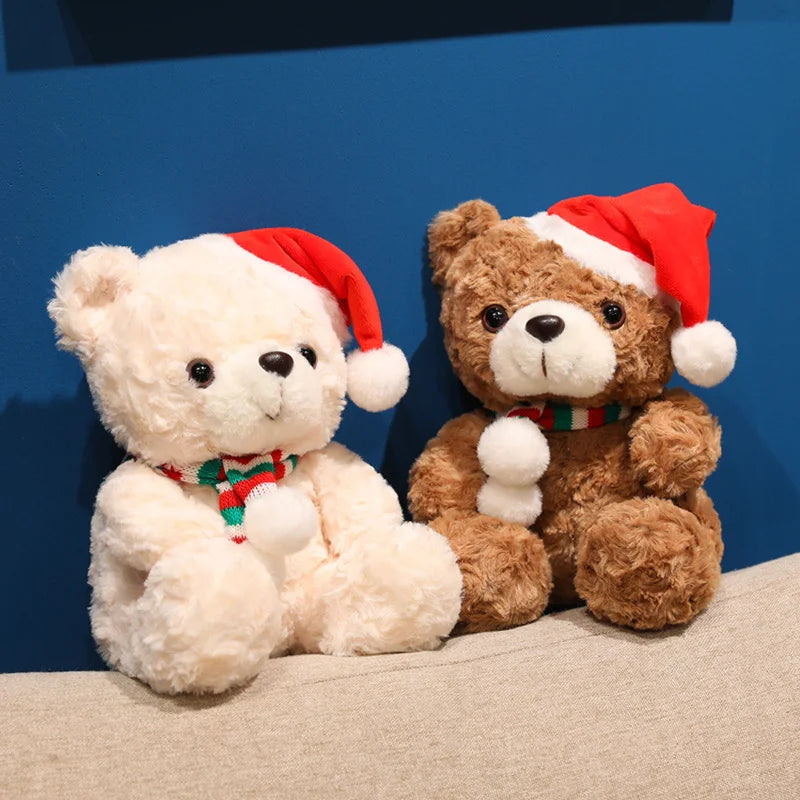 Lovely Cartoon Christmas Scarf Bear Penguin Soft Stuffed Elk Teddy Bear Doll Plush Toy Decoration Girl Boy Kids Christmas Gift