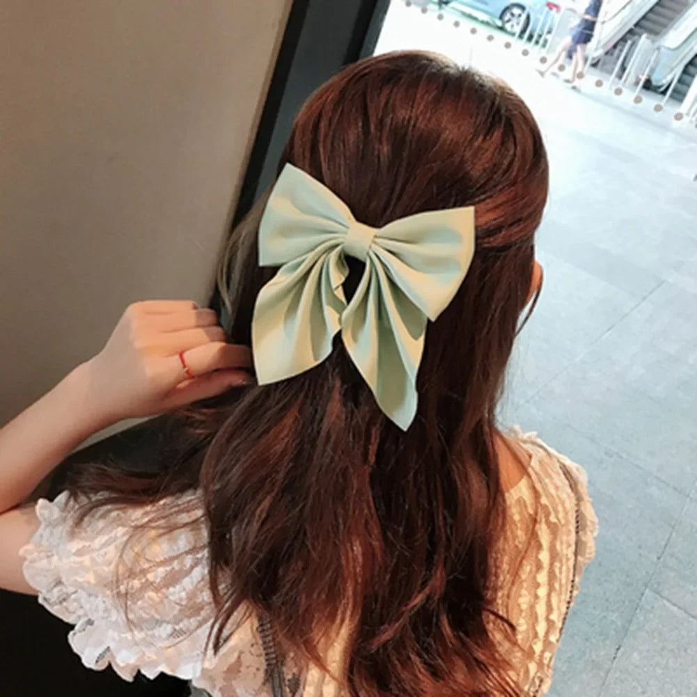 5Piece Mixed Color Ribbon Bow Girls Hair Clips Elegant Solid Color Bow Hair Accessories Hair Clips for Girls Headwear