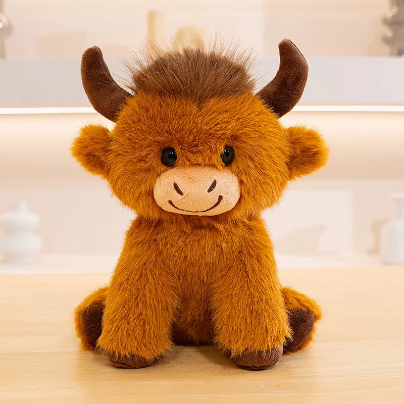 Dr Cattle Highland Cattle Plush Toy Sitting Pose Model HC01 Soft Fluffy Cartoon Style for Home Decor Gift