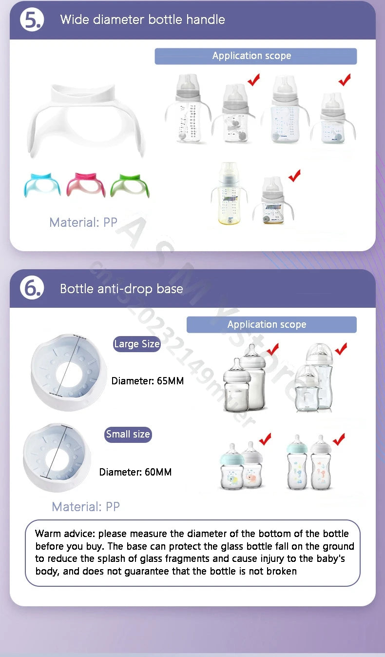 ANPEI Suitable for Avent   wide-bore bottle handle / teat / bottle base / screw teeth - dust cap / bottle accessories