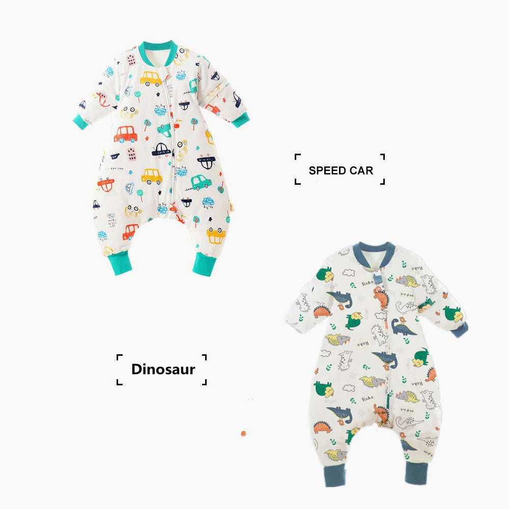 Baby Cartoon Split-legged Sleepsacks With Detachable Sleeves For Boys Girls Children's Sleeping Bag Autumn And Winter Thickened