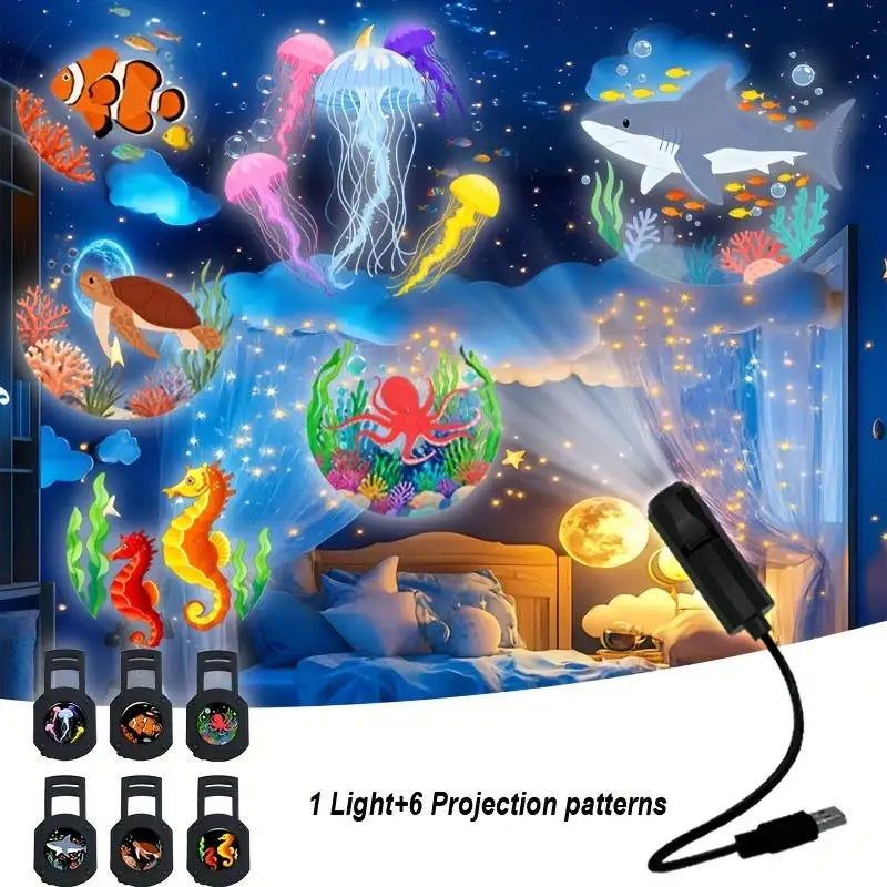 DreamSky LED USB Projector Light 3 to 6 Pattern Projections Sea Life Whale Butterfly Jellyfish Starfish Night Light