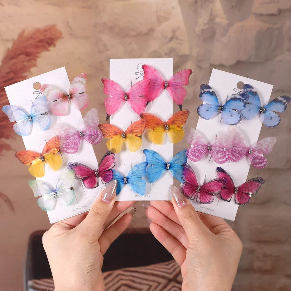 6Pcs/set Sweet Butterfly Hairpins for Girls Do Not Hurt Hair Super Nice Boutique Hairclips Womens Fashion Hair Accessories