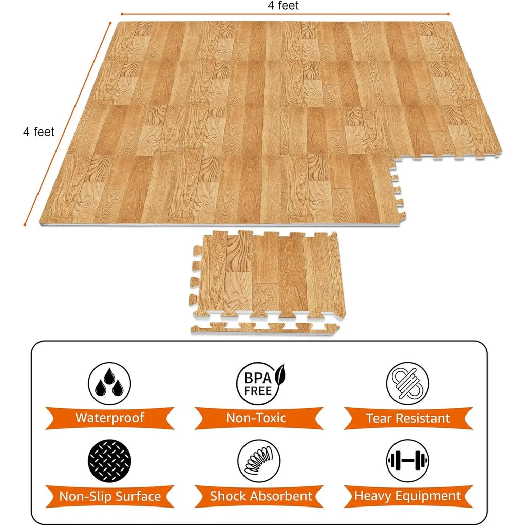 Wood Grain Non-slip Floor Mat Interlocking Foam Waterproof DIY Puzzle Mat Suitable for Living Room and Bedroom Home Decoration