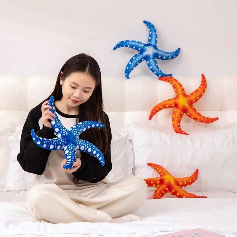 New 40CM Simulation Starfish Pillow Doll Plush Stuffed Marine Animals Toy Nap Pillow Backrest Cartoon Birthday Holiday Gift