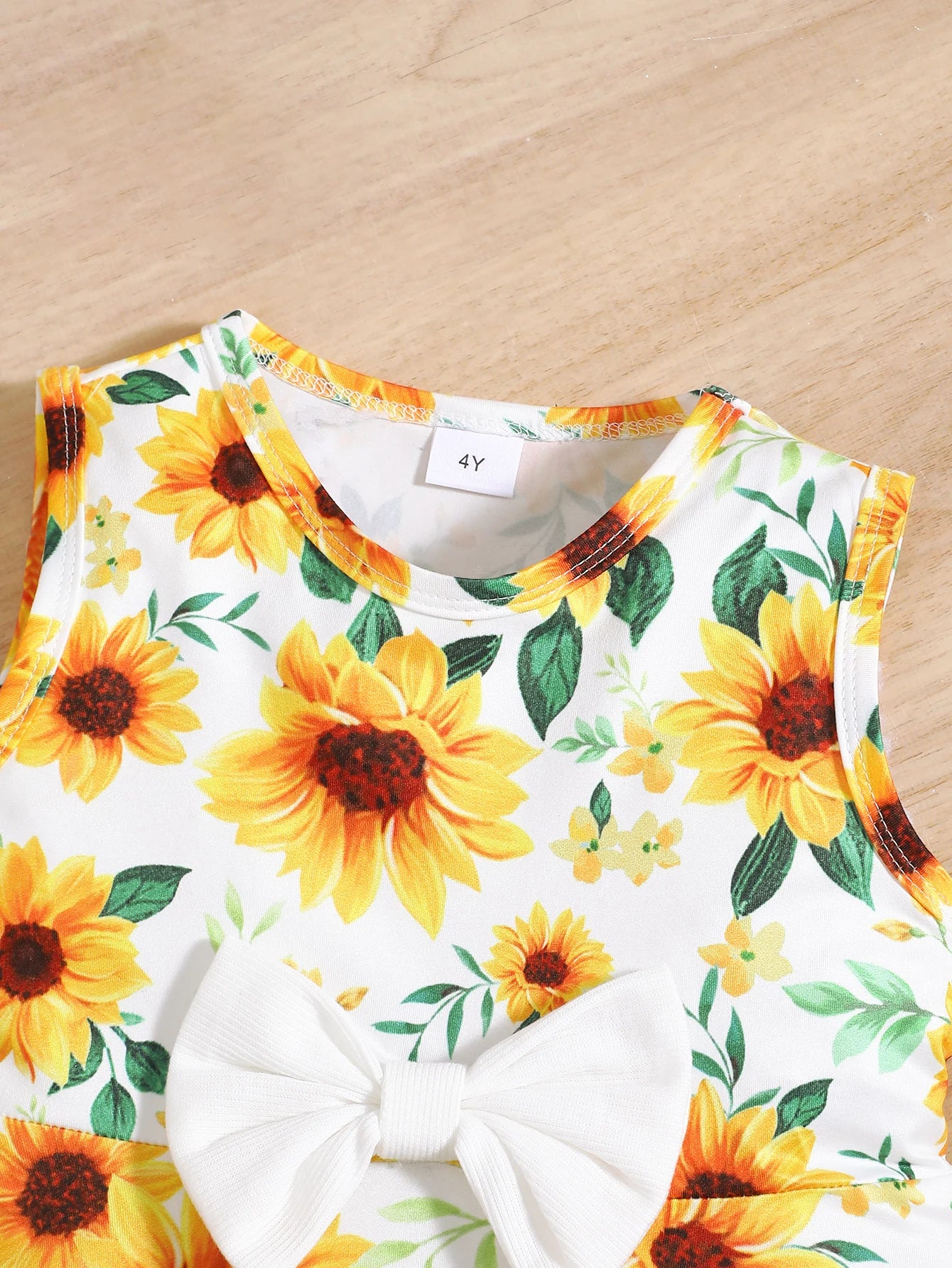 3Pcs Kid Girl Dress Sunflower Sleeveless Dress+Shawl+Hat Girl Summer Vacation Casual Dress Set for girls aged 3-8 Years