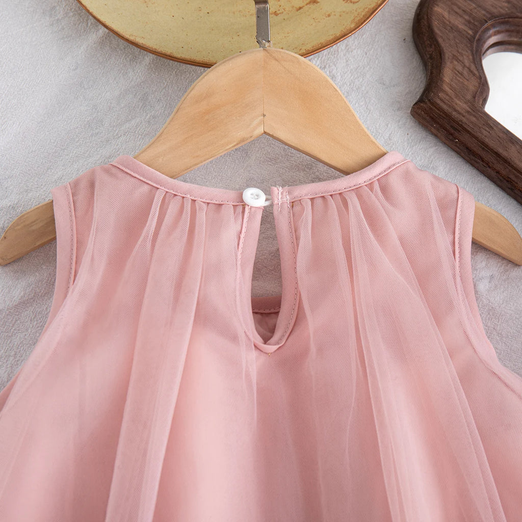 Summer New Baby Girl Pink Dress Cute Butterfly Children'S Birthday Clothes (9 Months -4 Years Old)