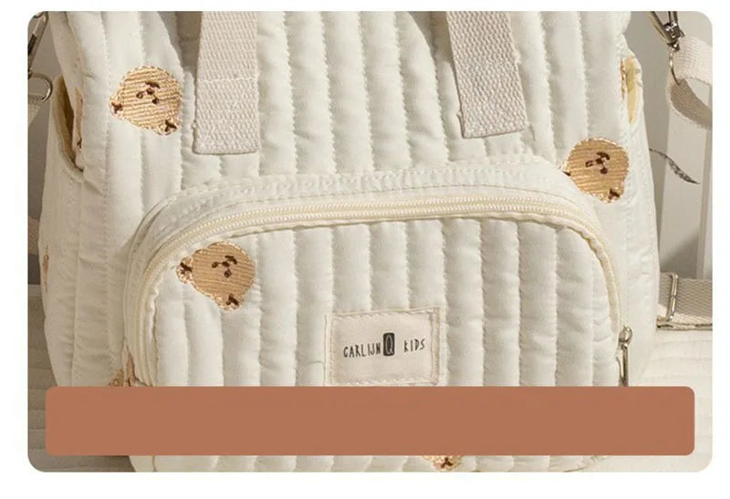 New Mommy Bag Portable Large Capacity Diaper Bag Embroidered Bear Cute Leisure Storage Bag