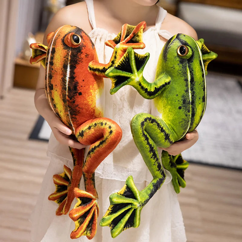 Simulation Cute Green Yellow Frog Plush Toy Super Soft Stuffed Animal Realistic Fun Frog Doll Baby Toys Gift Toy For Kid Girl