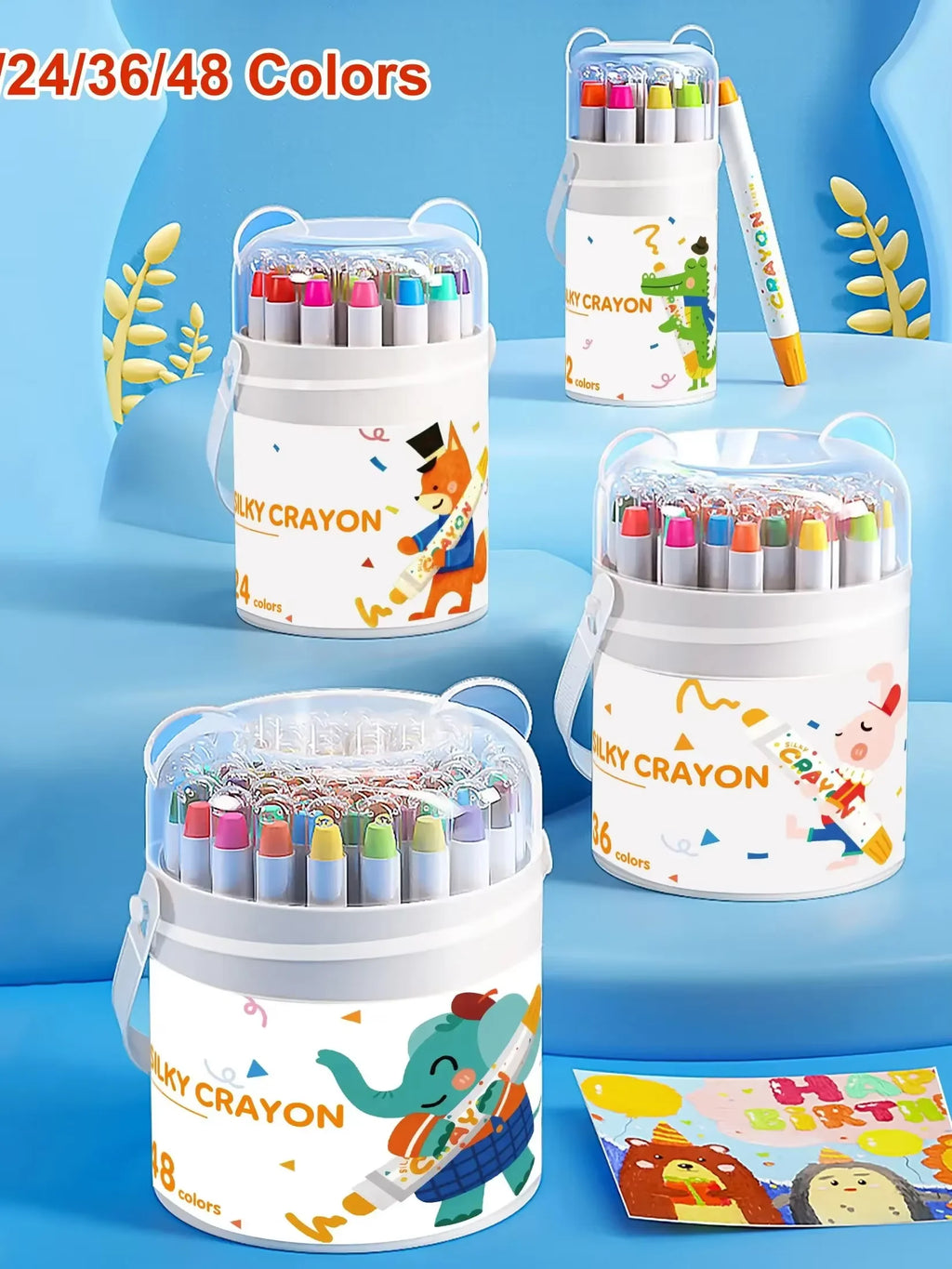 12/24/36/48 Color Silky Twistable Crayons,Washable Art Supplies, Multicultural Pastel Gel Crayons,Easy Grip Coloring Gift