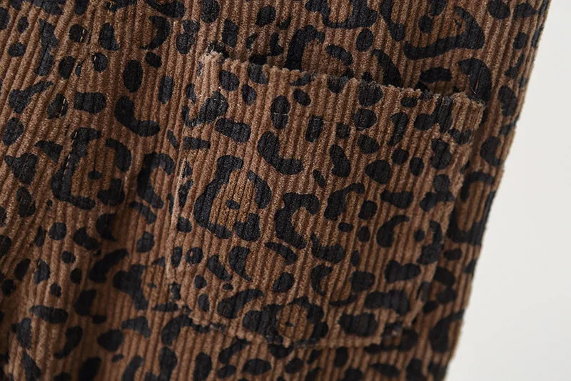 2026 Autumn 1-4T Kids Clothes Corduroy Girls Overall Leopard Print Boys Jumpsuits Children Playsuit