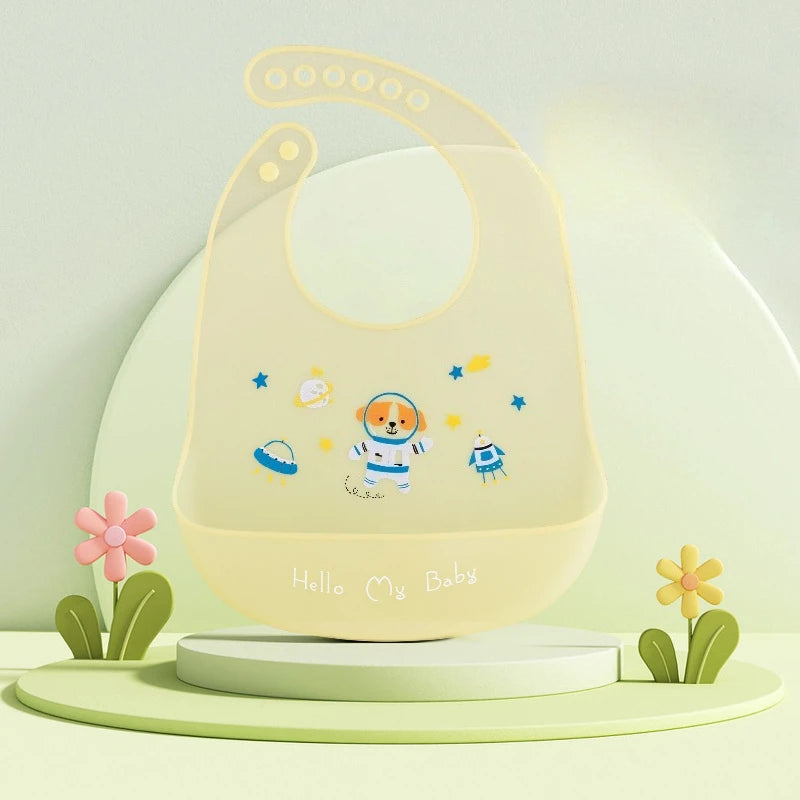 Cute Cartoon Animal Printed Baby Bibs Waterproof Kids Bib Dirtproof Girl Boy Adjustable Soft Silicone Bib Baby Feeding Stuff