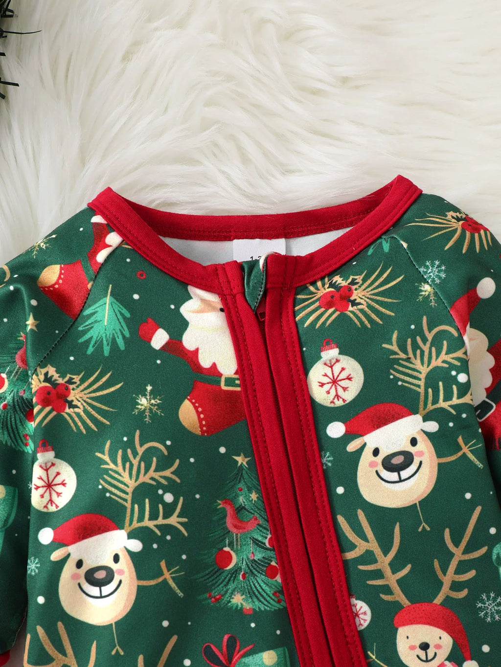 Baby girl Christmas Bodysuit Christmas elements zipper Long sleeved Bodysuit+Hat fit 0-18 Months Baby's New Year's Clothing