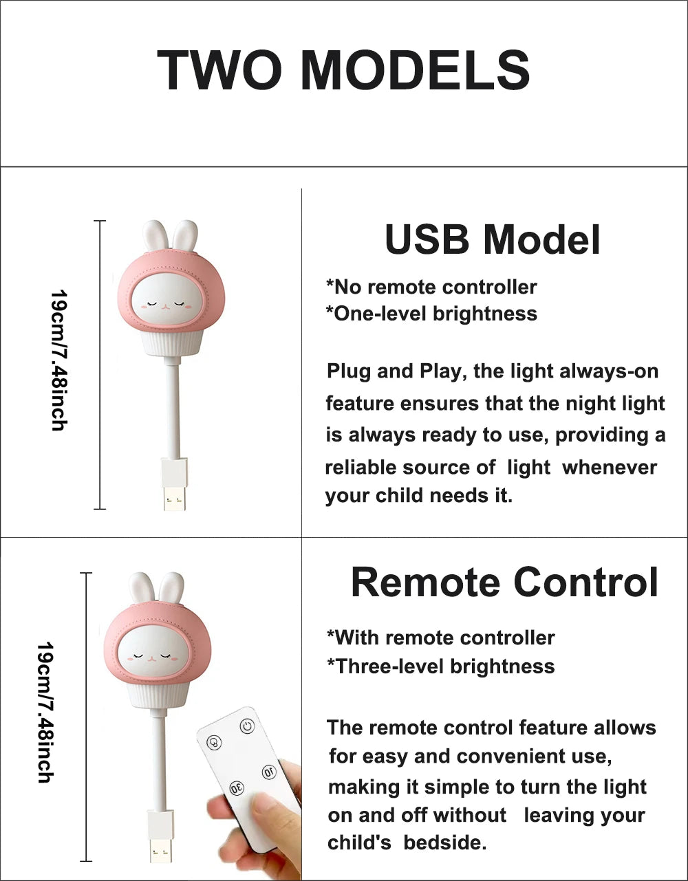 USB Night Light LED Cute Cartoon Night Lamp Bear Chick Kitten Remote Control for Baby Kid Bedroom Decoration Bedside Lamp