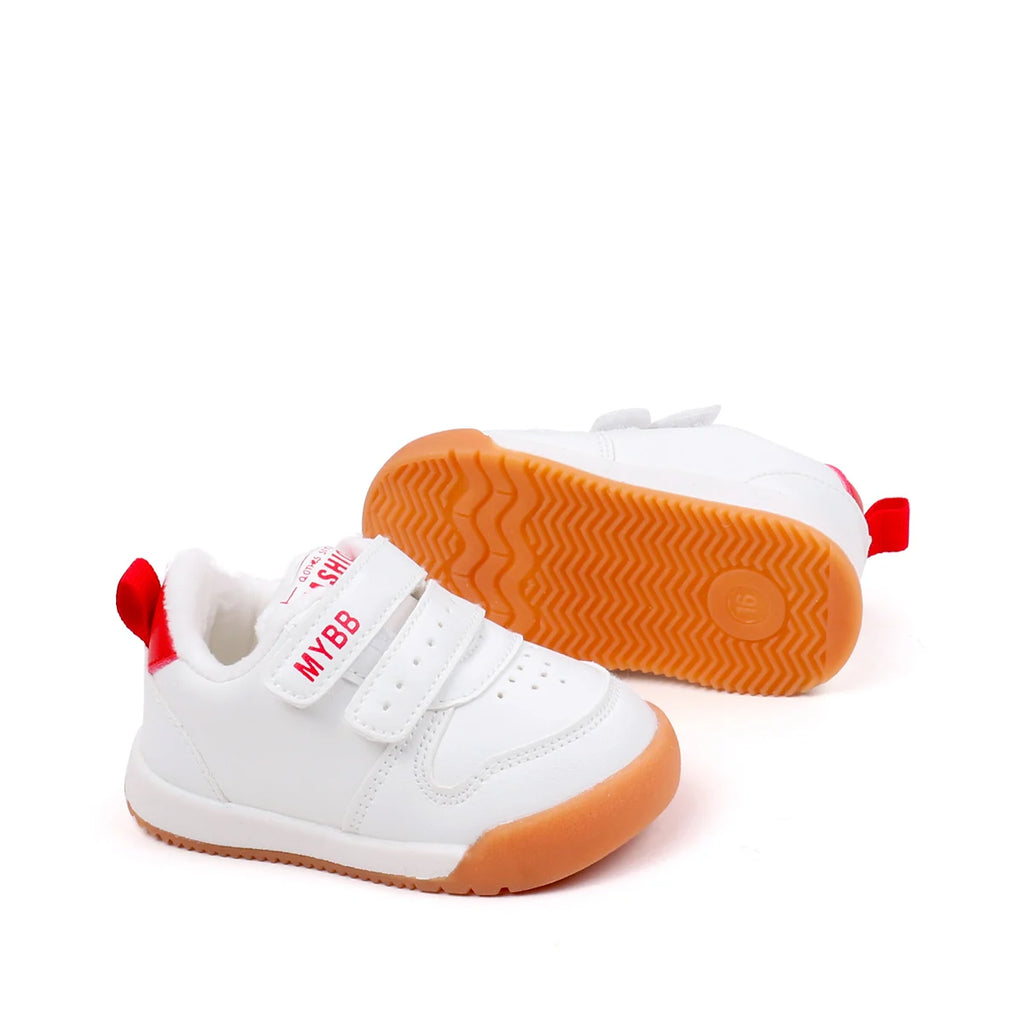 Winter Trendy New Baby Walking Shoes For Boys And Girls Small Children Anti-Slip Soft Sole White Sneakers