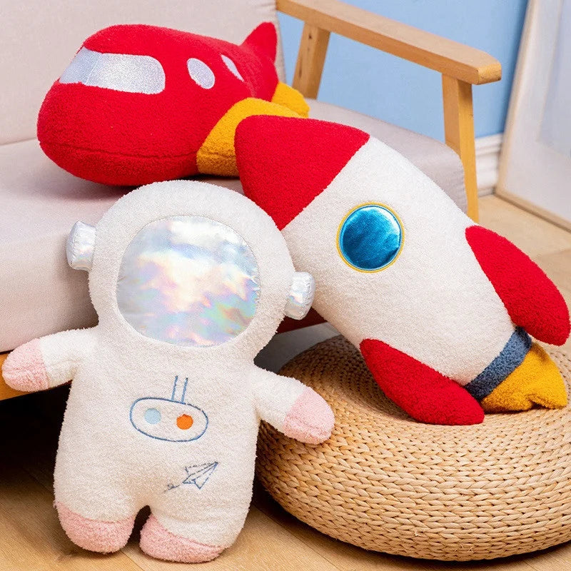 Hot 58cm Plush Rocket Astronaut Toy Stuffed Spaceship Throw Pillow Home Decor Birthday Gift Space Discovery Educational For Kids