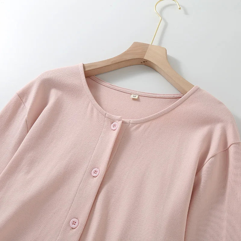 Cotton Maternity Woman 2025 Spring Summer 3 Pieces Lactation Pajamas Pregnancy Sleepwear Pregnant Clothes Feeding Nightie
