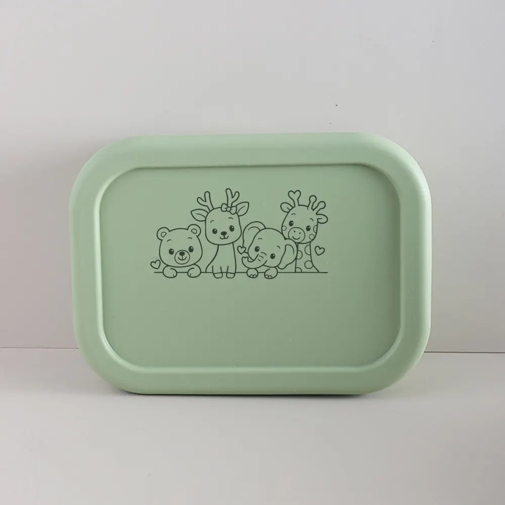 Custom Name Animal Silicone Bento Box 750ml Leak-Proof Lunchbox for Kids 0-12 Years Old