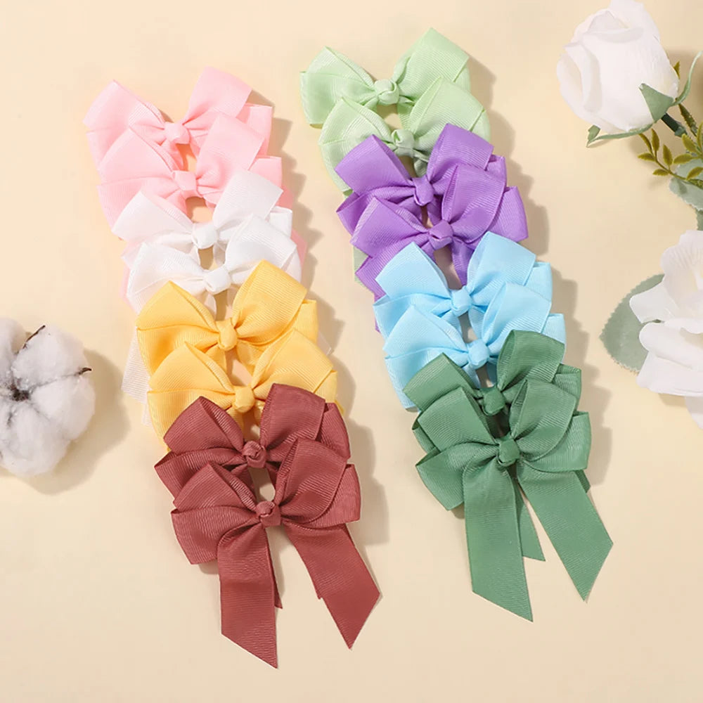 30Pcs/lot Boutique Ribbon Tassel Bow Hair Clip Set Colorful Cheer Bow Hairgripes Girls Lovely Headdress Gift