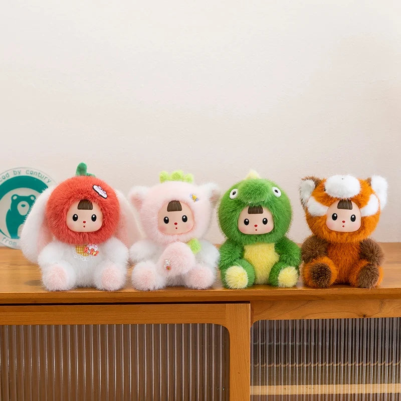 17cm Soft Vinyl Face Plush Little Dinosaur Tomato Rabbit Raccoon & Strawberry Doll Cute Cartoon Animal Stuffed Toy