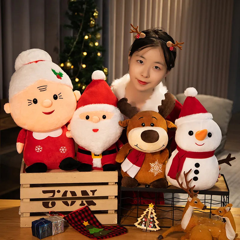 1pc 23cm-50cm Cute Santa Claus Snowman Elk Granny Plush Toys Christmas Decor Dolls Stuffed Soft For Baby Kids Gift