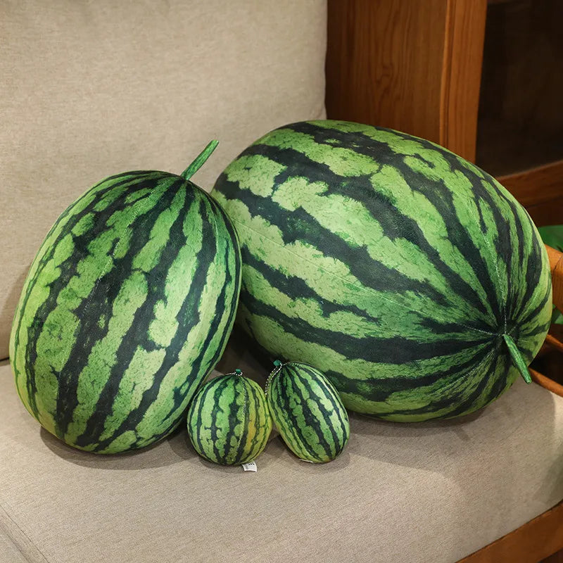 Kawaii Watermelon Plush Doll Pillow Lifelike Oval Shape Soft Toy for Home Decor Fun Hug Gift for Boys & Girls