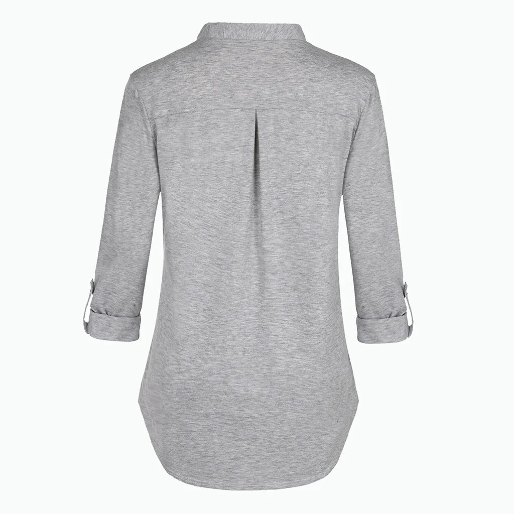 Women's Maternity Breastfeeding T-shirt V-Neck Solid Color Long Sleeve Nursing Tops Clothes for Pregnant Women