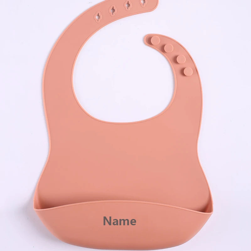 Silicone Bib Baby Drool Catcher with Free Name Engraving Creative Gifts Customized for Boys and Girls