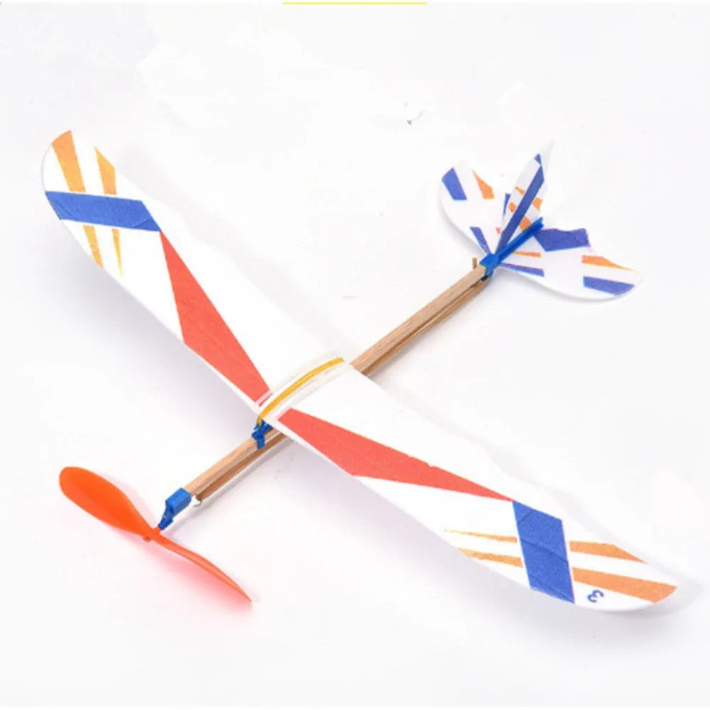 Elastic DIY Flying Glider Airplane Assembly Glider Model Toys Hand Throw Science Toy Flying Plane Model Children