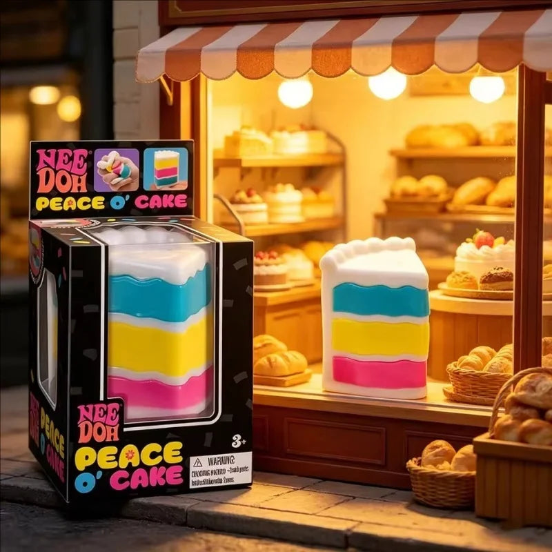 Needoh Peace O' Cake Slice Stress Squeeze Toy TPR Soft Squishy Fidget Gadget Mood Soothing Sensory Toy For Office Decompression